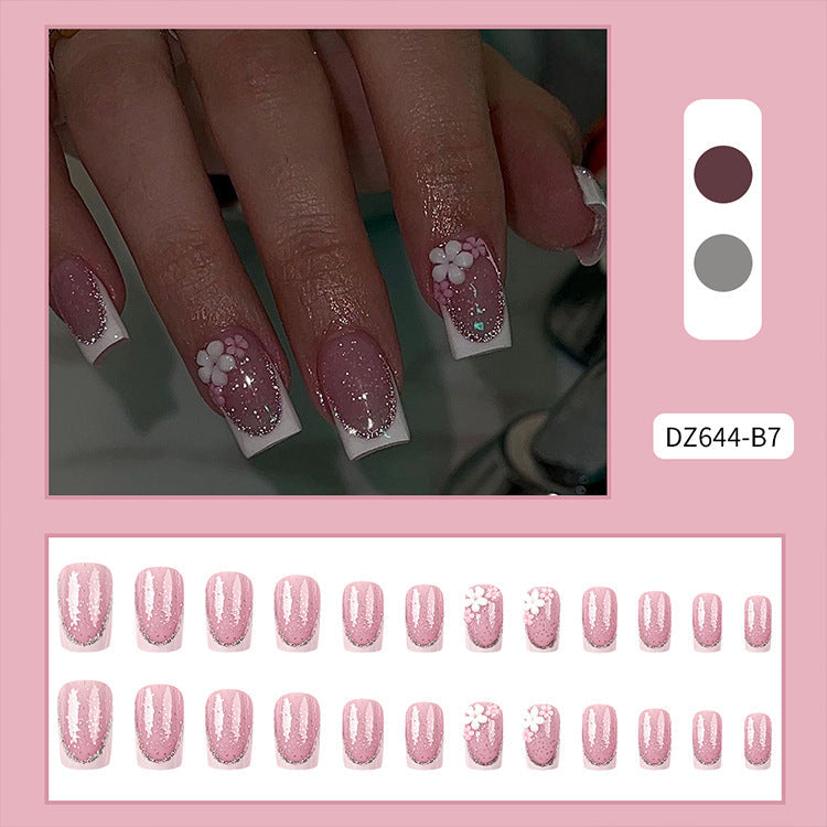 Medium and long diamond nail patches wearable false nails detachable box finished nails WenstaUSA