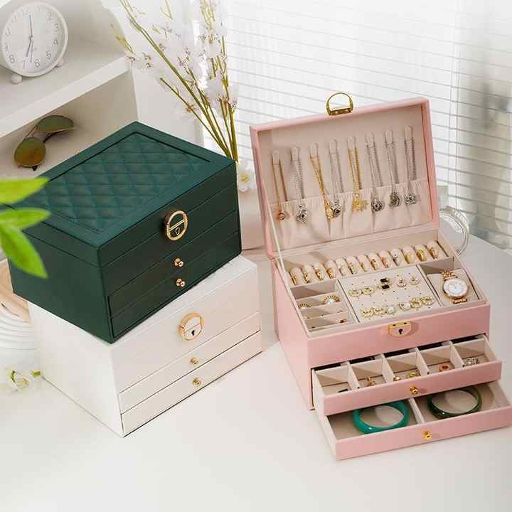 3 Layers Pu Leather Jewelry Storage Box Jewelry Storage Organizer Box for Earring Ring Necklace Bracelets