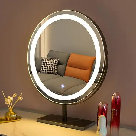Modern simple makeup mirror desktop led with light rotatable bedroom smart light luxury dressing mirror WenstaUSA
