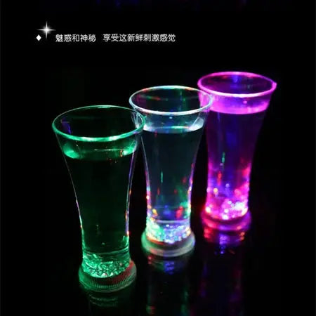 Dazzling luminous round mouth tall colorful flashing juice cup LED luminous cup with light stalls night WenstaUSA