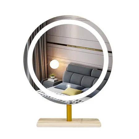Modern simple makeup mirror desktop led with light rotatable bedroom smart light luxury dressing mirror WenstaUSA