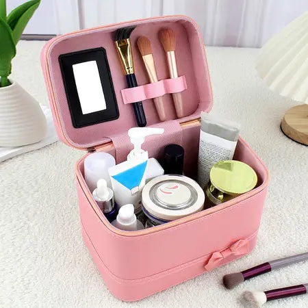 Large Capacity Pu Cosmetic Case Men's and Women's Skin Care Products Beauty Storage Box Portable Waterproof Manicure Nail Polish Cosmetic Bag WenstaUSA
