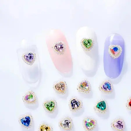 Nail art love diamond three-dimensional ice through aurora champagne pink heart-shaped accessories nail accessories nail beauty ornament rhinestone WenstaUSA