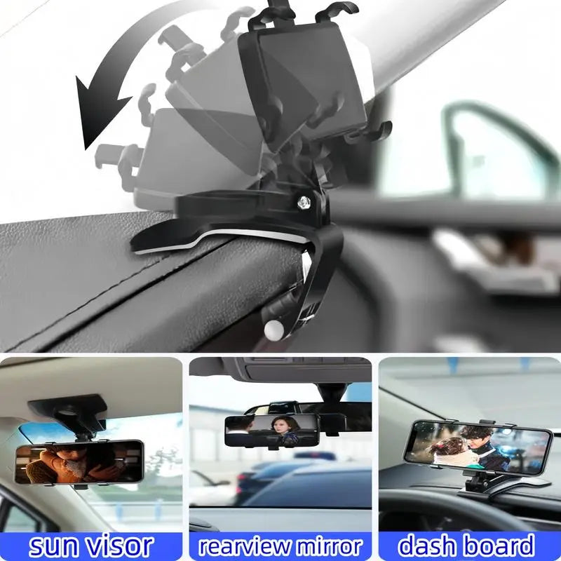 360° Degrees Rotation Dashboard Phone Holder, Clip Universal Best Car Phone Holder Stand, Car Phone Mount for Suitable 4-7 inch phones iPhone Samsung Google Nokia Smartphones Rotatable Car WenstaUSA