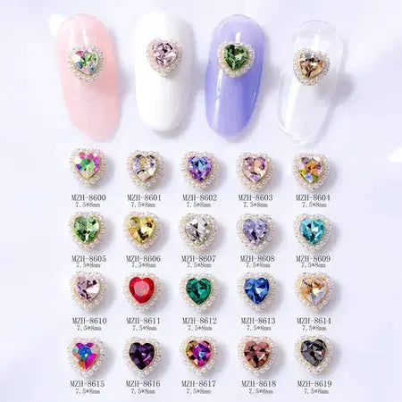 Nail art love diamond three-dimensional ice through aurora champagne pink heart-shaped accessories nail accessories nail beauty ornament rhinestone WenstaUSA