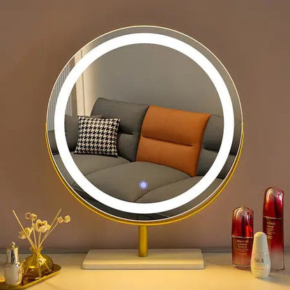 Modern simple makeup mirror desktop led with light rotatable bedroom smart light luxury dressing mirror WenstaUSA