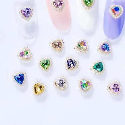 Nail art love diamond three-dimensional ice through aurora champagne pink heart-shaped accessories nail accessories nail beauty ornament rhinestone WenstaUSA