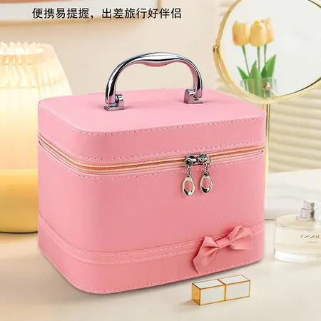 Large Capacity Pu Cosmetic Case Men's and Women's Skin Care Products Beauty Storage Box Portable Waterproof Manicure Nail Polish Cosmetic Bag WenstaUSA