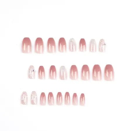 Yiwu nail art pink gradient glitter pure want to wear nail butterfly rhinestone nail art wear nail art piece WenstaUSA