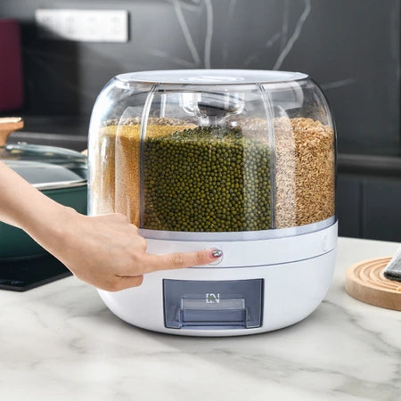 Household sealed classification of rice bucket cereal grain packaging rice box can be rotated divided food grain tank a piece of replacement WenstaUSA