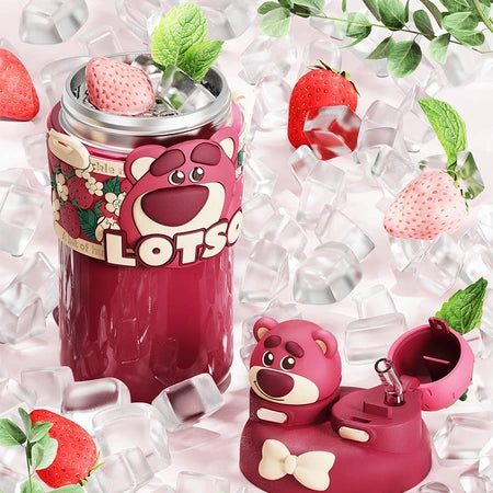 Fashion cartoon 55ml adult children can carry can be crossbody strawberry bear series fun double-cover thermos cup WenstaUSA