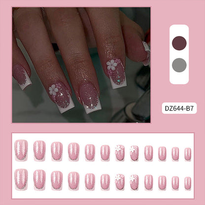 Medium and long diamond nail patches wearable false nails detachable box finished nails WenstaUSA