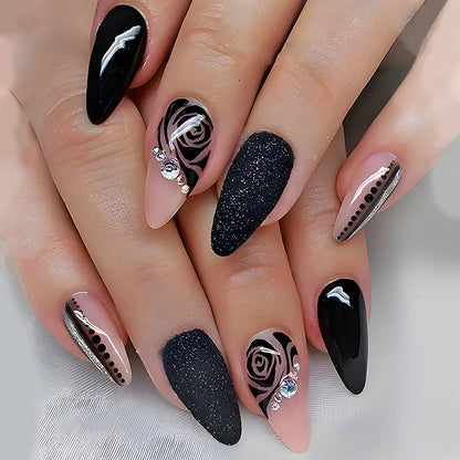 Medium and long diamond nail patches wearable false nails detachable box finished nails WenstaUSA