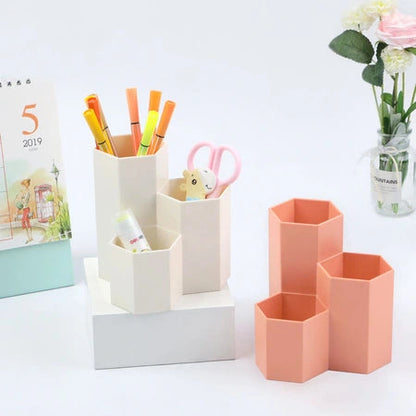 Creative makeup brush lipstick Desktop storage box Plastic diamond pencil holder Office stationery desktop accessories hex pencil holder WenstaUSA