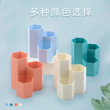 Creative makeup brush lipstick Desktop storage box Plastic diamond pencil holder Office stationery desktop accessories hex pencil holder WenstaUSA