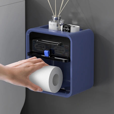 Toilet tissue box Wall-mounted toilet paper box Waterproof, perforation-free toilet paper dispenser box roll paper storage rack WenstaUSA