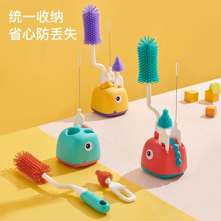 Silicone bottle brush Baby pacifier brush straw brush Household cleaning brush set with base WenstaUSA