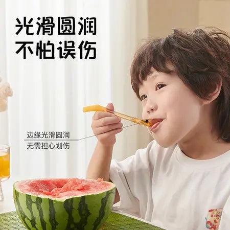 Tableware baby long handle straw spork spoon two-in-one children eat independently learn to eat spork spoon children drink soup straw spoon WenstaUSA