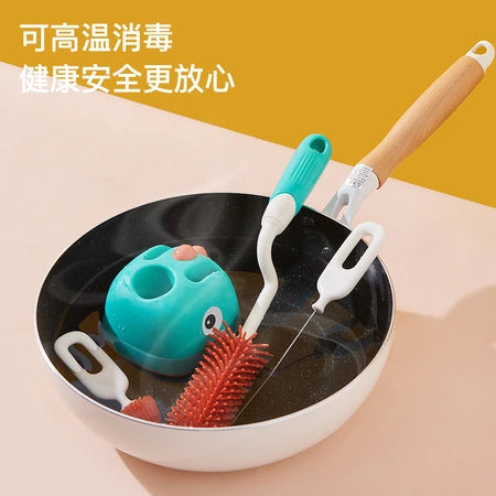 Silicone bottle brush Baby pacifier brush straw brush Household cleaning brush set with base WenstaUSA