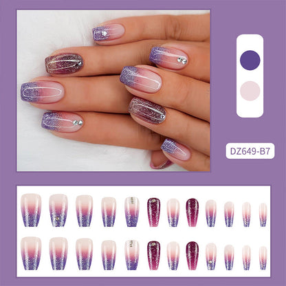 Medium and long diamond nail patches wearable false nails detachable box finished nails WenstaUSA