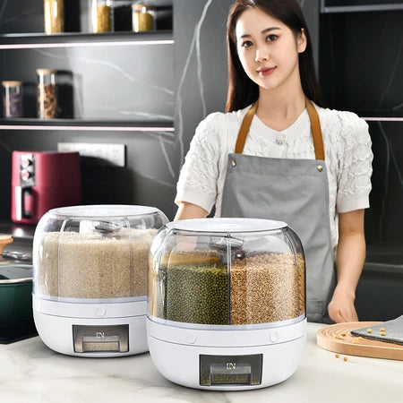 Household sealed classification of rice bucket cereal grain packaging rice box can be rotated divided food grain tank a piece of replacement WenstaUSA