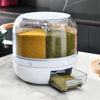 Household sealed classification of rice bucket cereal grain packaging rice box can be rotated divided food grain tank a piece of replacement WenstaUSA