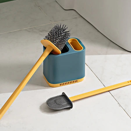 New combination of two perforation-free toilet toilet brush household non-dead Angle hanging wall silicone toilet cleaning brush WenstaUSA