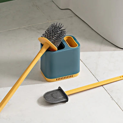 New combination of two perforation-free toilet toilet brush household non-dead Angle hanging wall silicone toilet cleaning brush WenstaUSA