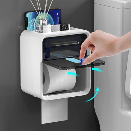 Toilet tissue box Wall-mounted toilet paper box Waterproof, perforation-free toilet paper dispenser box roll paper storage rack WenstaUSA