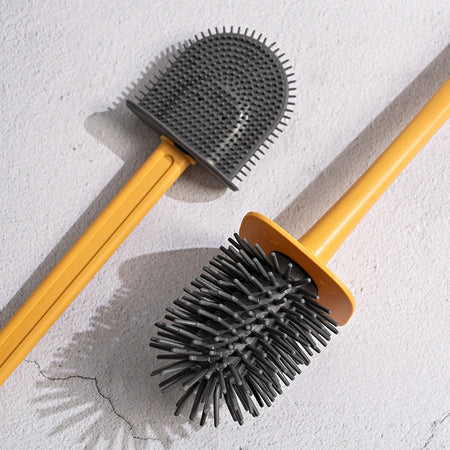 New combination of two perforation-free toilet toilet brush household non-dead Angle hanging wall silicone toilet cleaning brush WenstaUSA