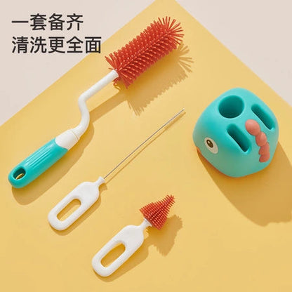 Silicone bottle brush Baby pacifier brush straw brush Household cleaning brush set with base WenstaUSA