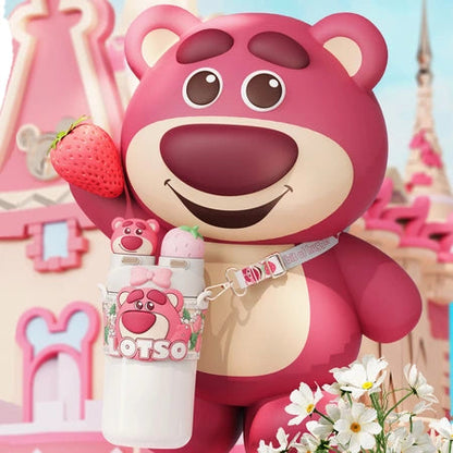 Fashion cartoon 55ml adult children can carry can be crossbody strawberry bear series fun double-cover thermos cup WenstaUSA