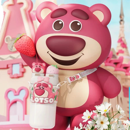 Fashion cartoon 55ml adult children can carry can be crossbody strawberry bear series fun double-cover thermos cup WenstaUSA
