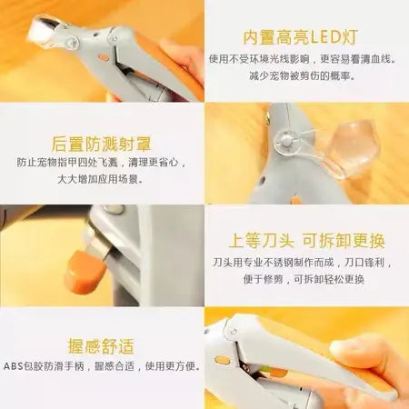 Pet Nail Clippers Cat with Light Nail Scissors Dog Nail Clippers One Piece Dropshipping Cross-Border Beauty Product for Pet WenstaUSA