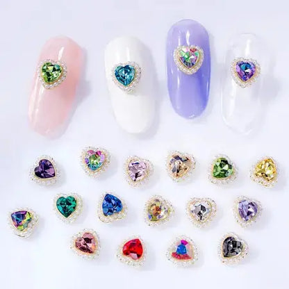 Nail art love diamond three-dimensional ice through aurora champagne pink heart-shaped accessories nail accessories nail beauty ornament rhinestone WenstaUSA