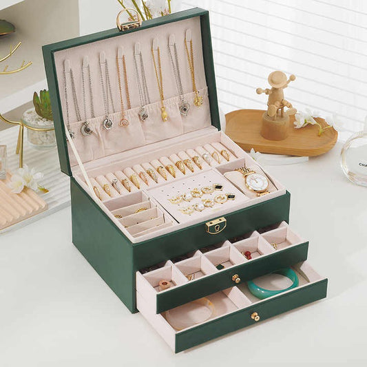 3 Layers Pu Leather Jewelry Storage Box Jewelry Storage Organizer Box for Earring Ring Necklace Bracelets