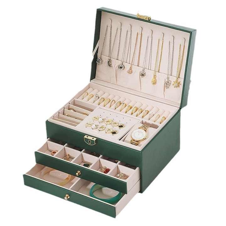 3 Layers Pu Leather Jewelry Storage Box Jewelry Storage Organizer Box for Earring Ring Necklace Bracelets