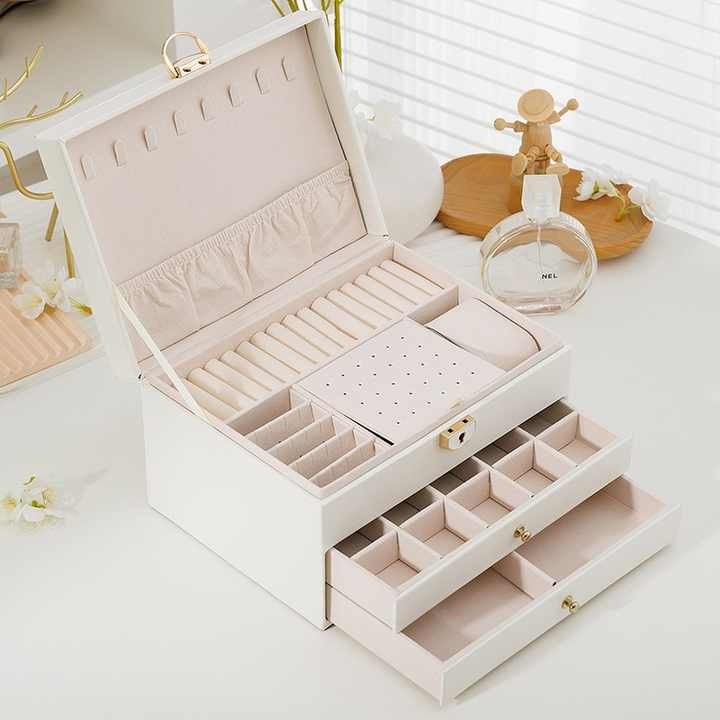 3 Layers Pu Leather Jewelry Storage Box Jewelry Storage Organizer Box for Earring Ring Necklace Bracelets