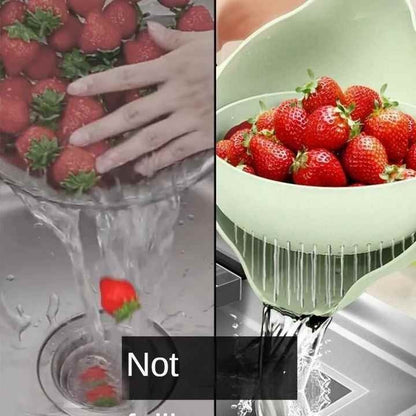 Double-Layer Flexible Spinning Kitchen Sink Colander Food Grade PP Salad Strainer Water Flowing Colander Strainer