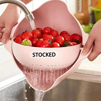 Double-Layer Flexible Spinning Kitchen Sink Colander Food Grade PP Salad Strainer Water Flowing Colander Strainer