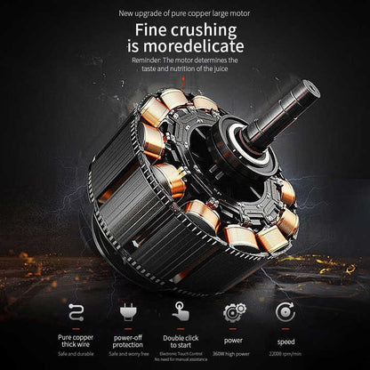 High-Speed 700ml Portable Juicer Blender Large Capacity Wireless Fruit Mixer Grinder Rechargeable USB/Battery Wireless Large