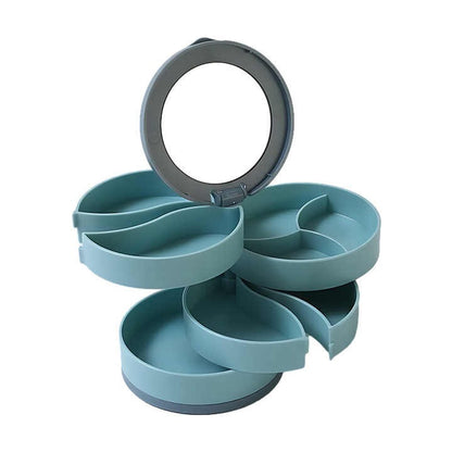 Dust-proof Storage Jewelry Organizers Small Jewelry Rack Rotating Multi-Layer Plastic Jewelry Storage Box with Mirror