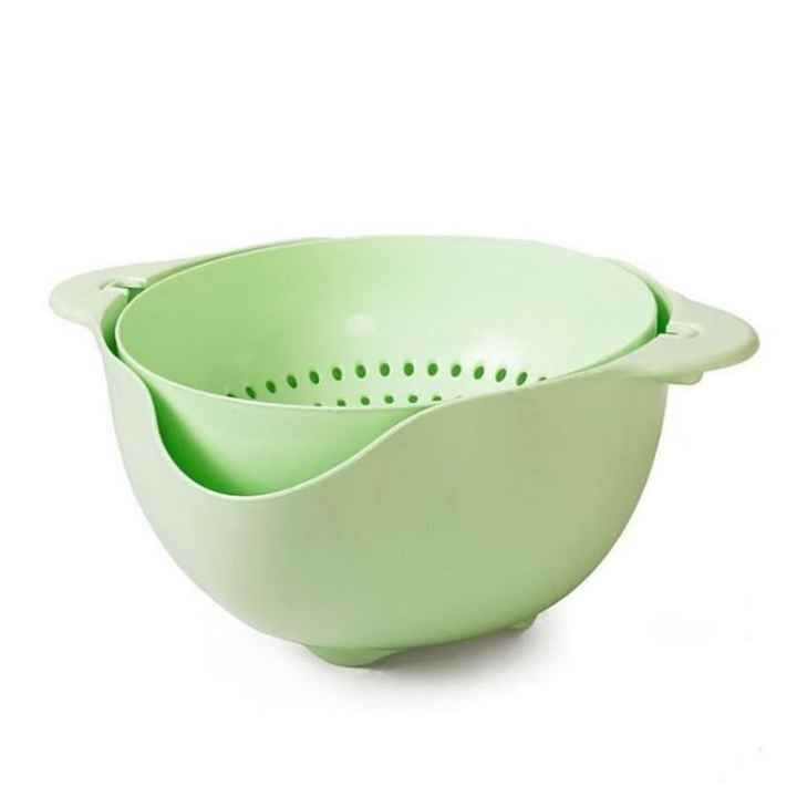 Double-Layer Flexible Spinning Kitchen Sink Colander Food Grade PP Salad Strainer Water Flowing Colander Strainer