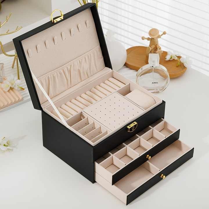 3 Layers Pu Leather Jewelry Storage Box Jewelry Storage Organizer Box for Earring Ring Necklace Bracelets