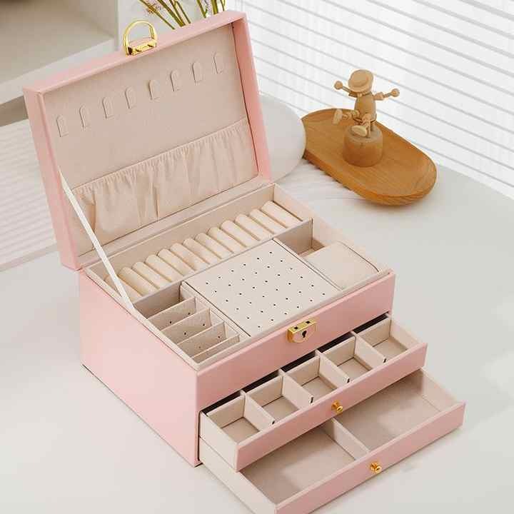 3 Layers Pu Leather Jewelry Storage Box Jewelry Storage Organizer Box for Earring Ring Necklace Bracelets