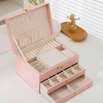 3 Layers Pu Leather Jewelry Storage Box Jewelry Storage Organizer Box for Earring Ring Necklace Bracelets