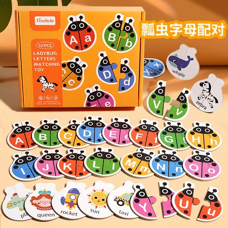 Letter Cognition Enlightenment for Young children Puzzle Early Education Animal word pairing Toy card pairing table game Ladybug letter pairing Exit CE CPC WenstaUSA
