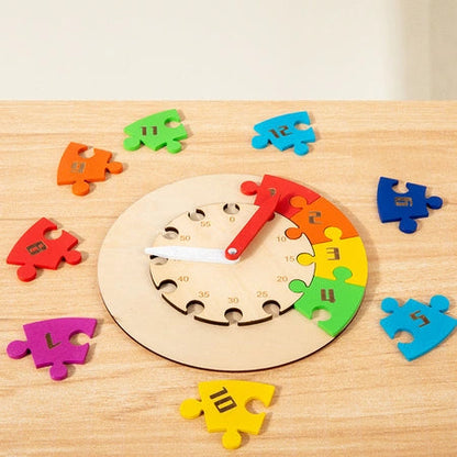 Children's clock jigsaw early education time color cognition kindergarten primary school teaching AIDS Enlightenment educational toys Wood four colors optional export CPC CE certificate WenstaUSA