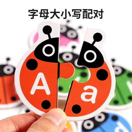 Letter Cognition Enlightenment for Young children Puzzle Early Education Animal word pairing Toy card pairing table game Ladybug letter pairing Exit CE CPC WenstaUSA